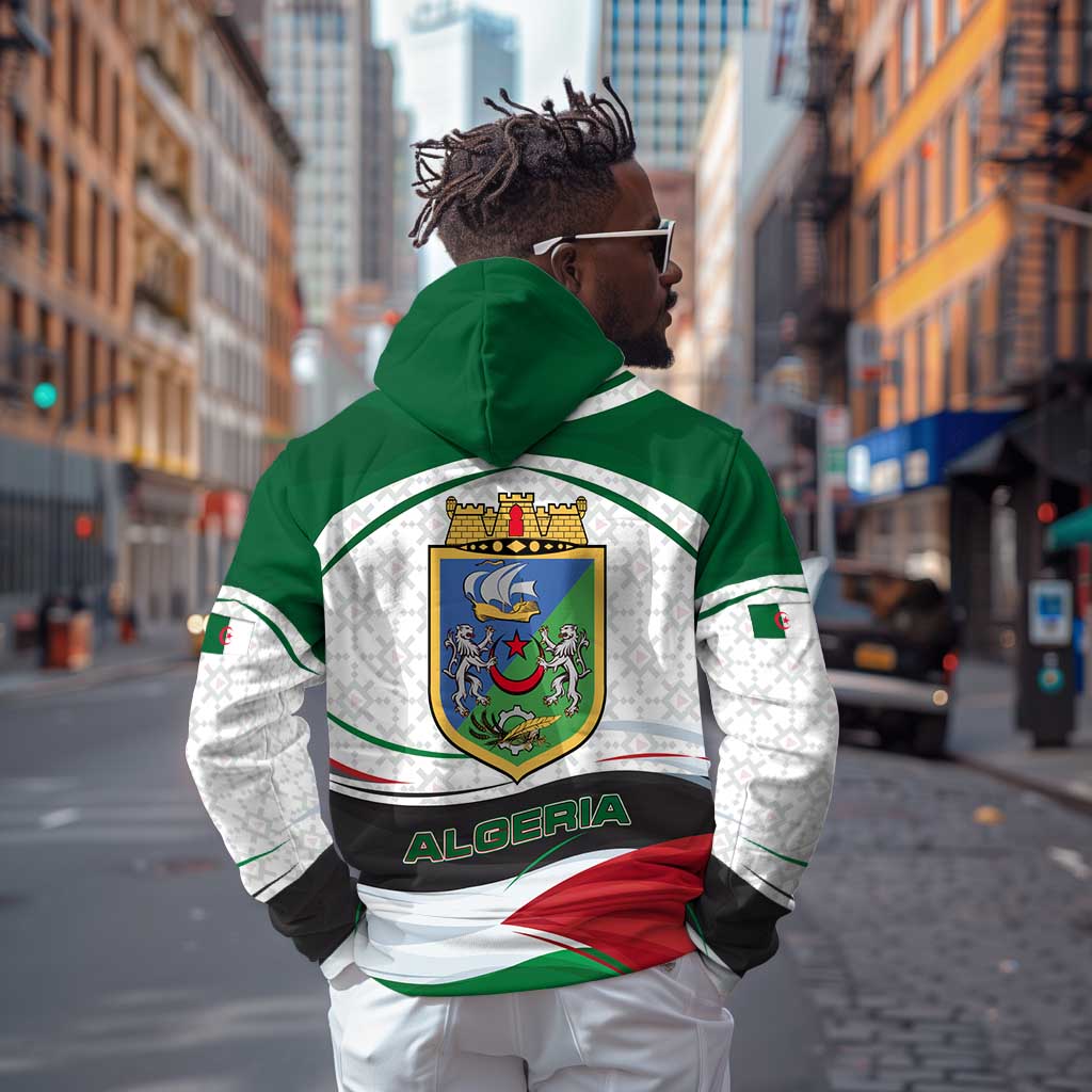 Algeria Hoodie with National Flag and Coat of Arms Crest Design