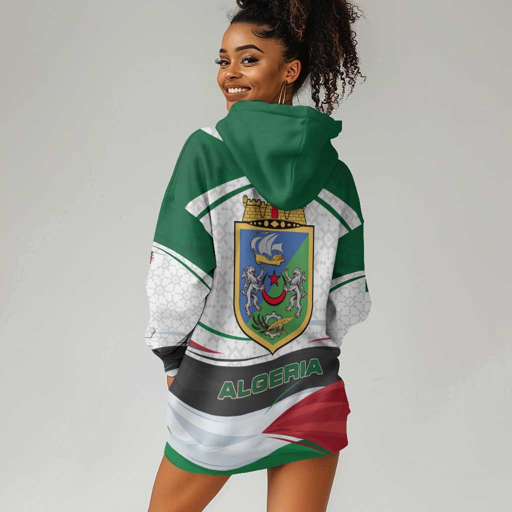 Algeria Hoodie Dress with National Flag and Coat of Arms Crest Design