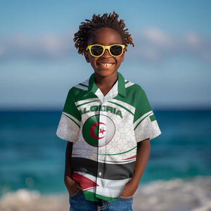 Algeria Kid Hawaiian Shirt with National Flag and Coat of Arms Crest Design