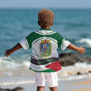 Algeria Kid Hawaiian Shirt with National Flag and Coat of Arms Crest Design