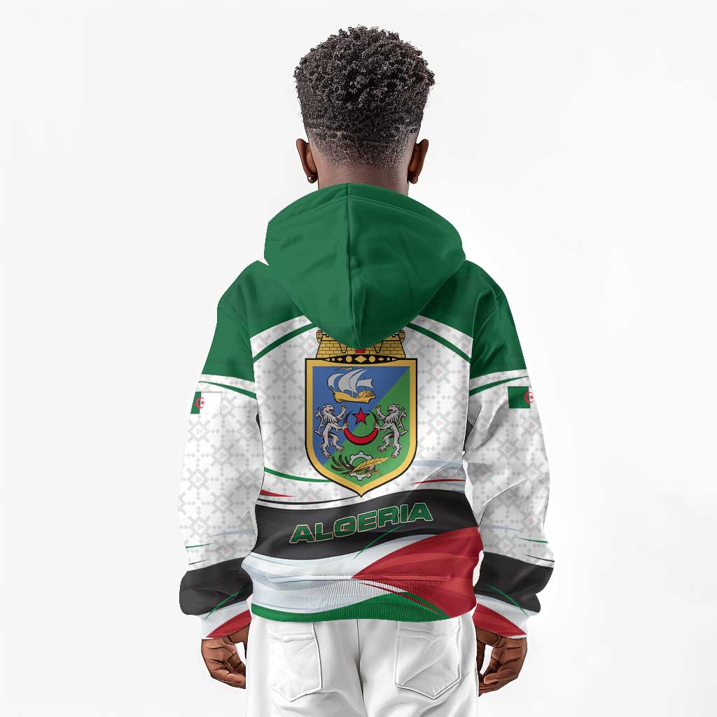 Algeria Kid Hoodie with National Flag and Coat of Arms Crest Design