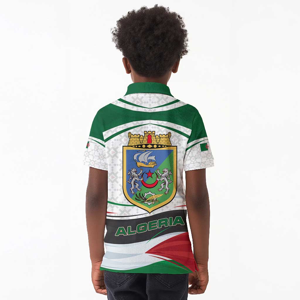 Algeria Kid Polo Shirt with National Flag and Coat of Arms Crest Design