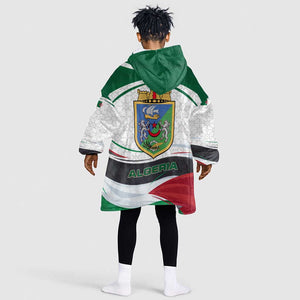 Algeria Kid Wearable Blanket Hoodie with National Flag and Coat of Arms Crest Design