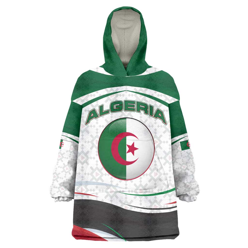 Algeria Kid Wearable Blanket Hoodie with National Flag and Coat of Arms Crest Design
