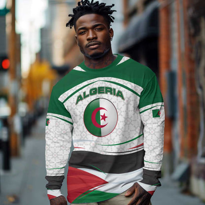 Algeria Long Sleeve Shirt with National Flag and Coat of Arms Crest Design