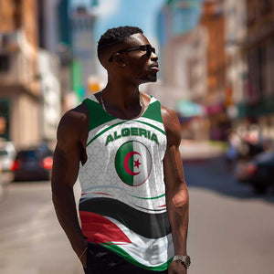Algeria Men Tank Top with National Flag and Coat of Arms Crest Design