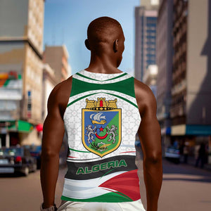 Algeria Men Tank Top with National Flag and Coat of Arms Crest Design