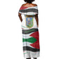 Algeria Off Shoulder Maxi Dress with National Flag and Coat of Arms Crest Design