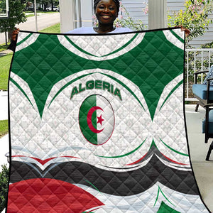 Algeria Quilt with National Flag and Coat of Arms Crest Design