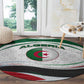 Algeria Round Carpet with National Flag and Coat of Arms Crest Design