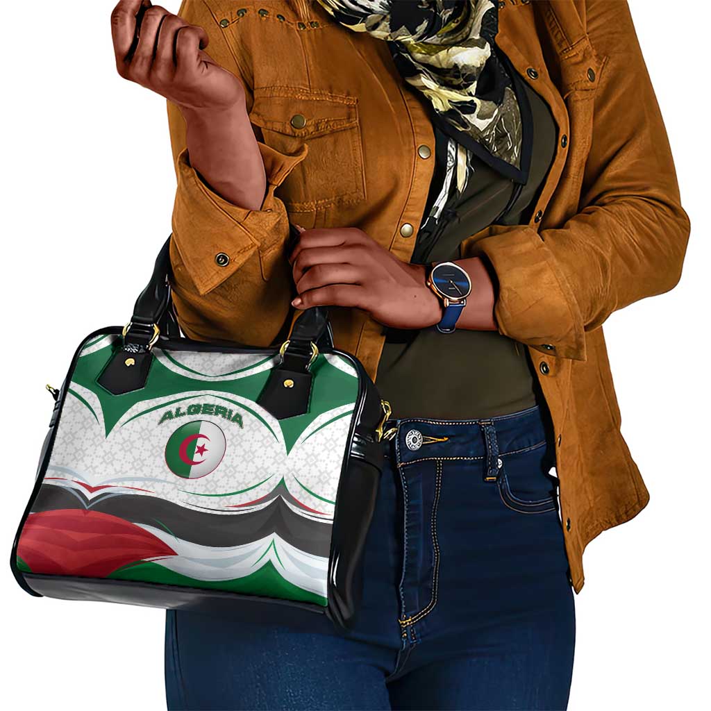 Algeria Shoulder Handbag with National Flag and Coat of Arms Crest Design
