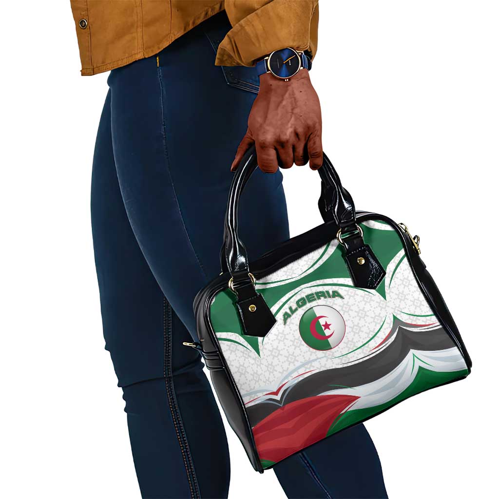 Algeria Shoulder Handbag with National Flag and Coat of Arms Crest Design