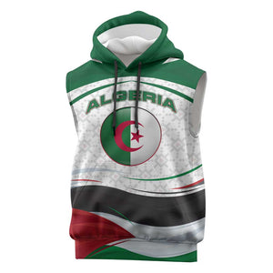 Algeria Sleeveless Hoodie with National Flag and Coat of Arms Crest Design - African Pride
