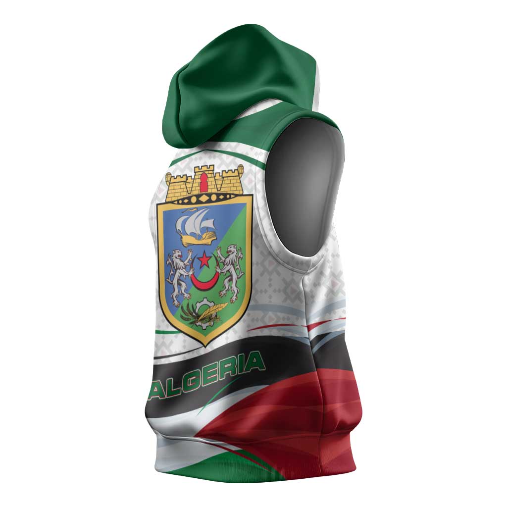 Algeria Sleeveless Hoodie with National Flag and Coat of Arms Crest Design - African Pride