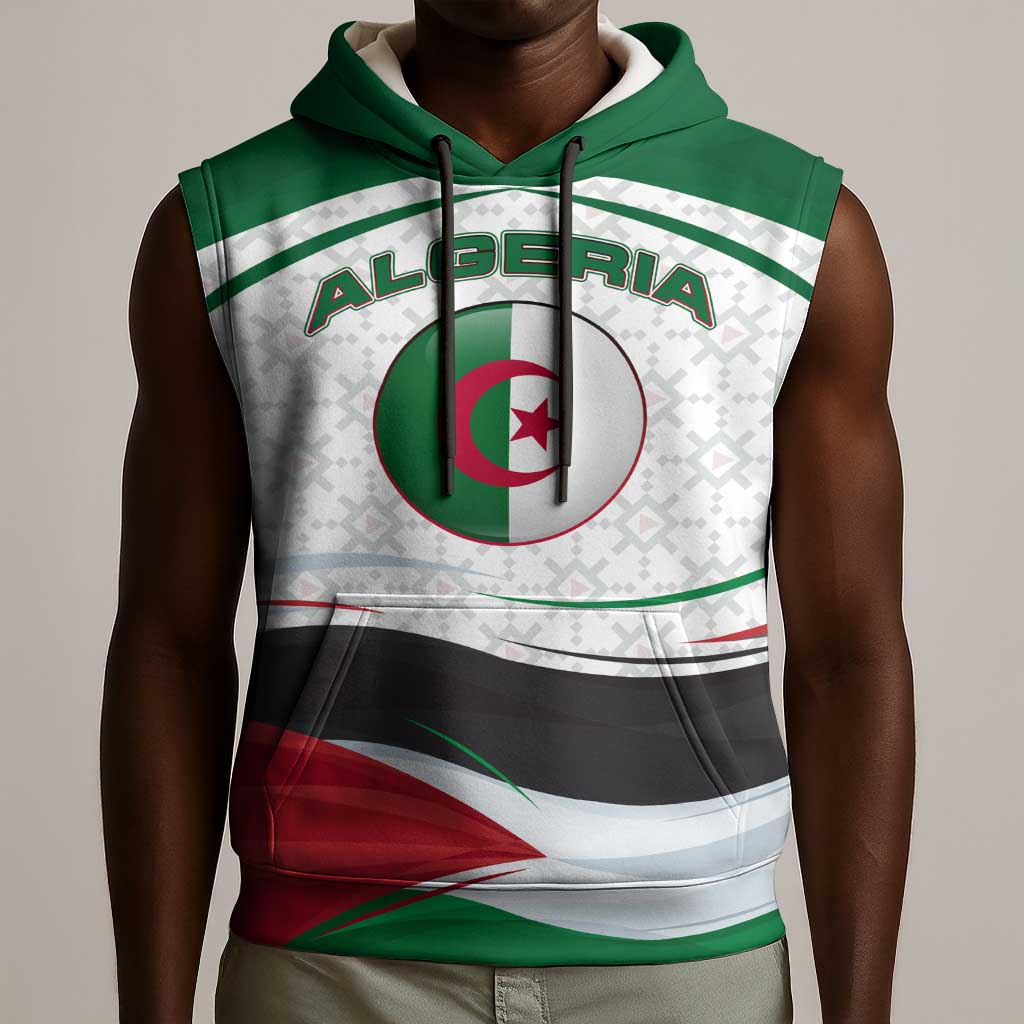 Algeria Sleeveless Hoodie with National Flag and Coat of Arms Crest Design - African Pride
