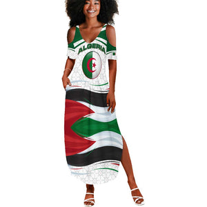 Algeria Summer Maxi Dress with National Flag and Coat of Arms Crest Design