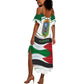 Algeria Summer Maxi Dress with National Flag and Coat of Arms Crest Design