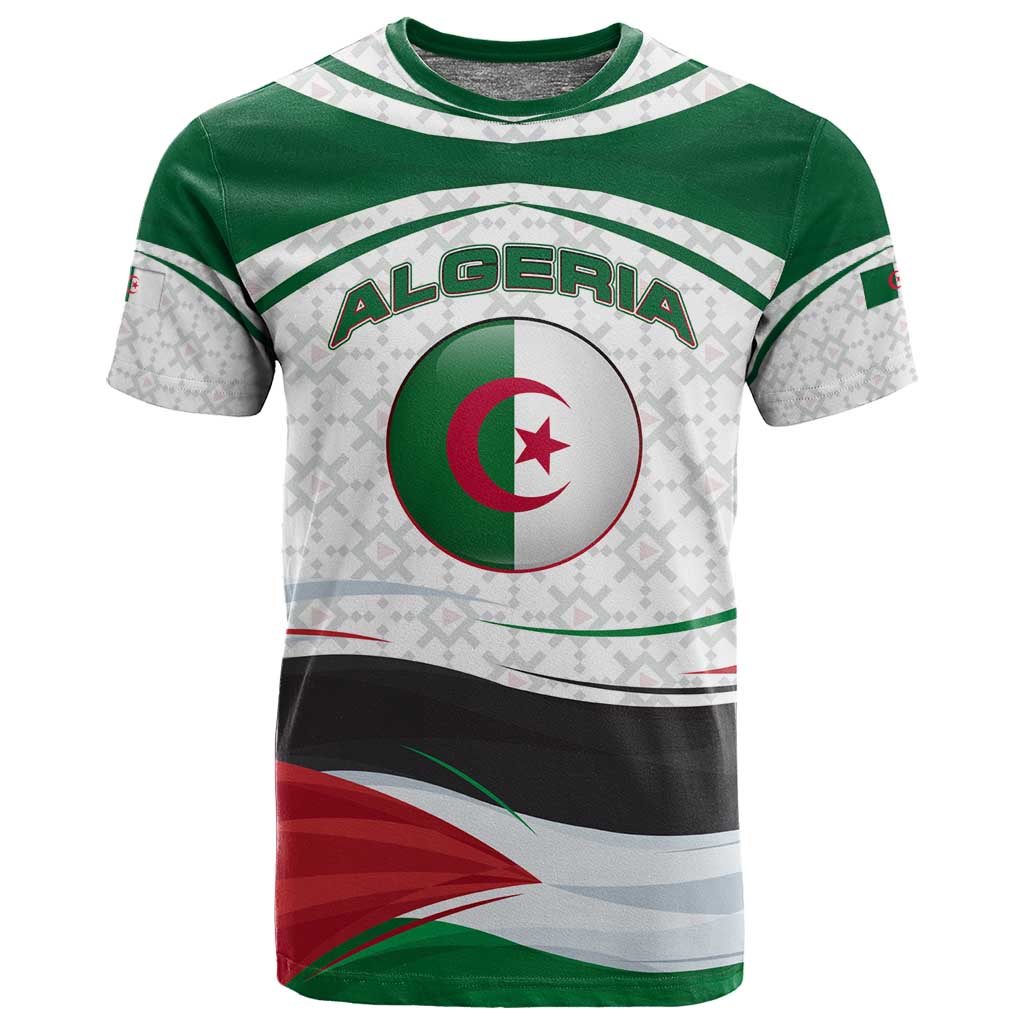 Algeria T shirt with National Flag and Coat of Arms Crest Design