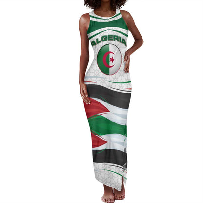 Algeria Tank Maxi Dress with National Flag and Coat of Arms Crest Design