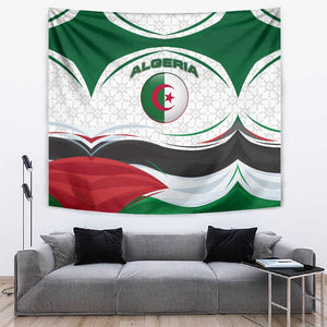 Algeria Tapestry with National Flag and Coat of Arms Crest Design