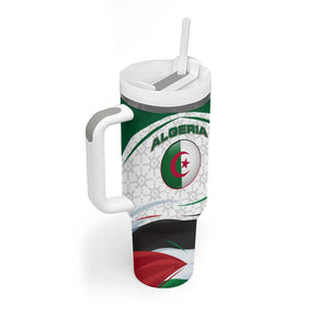 Algeria Tumbler With Handle with National Flag and Coat of Arms Crest Design