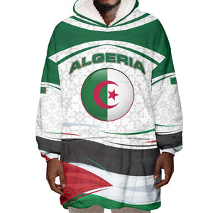Algeria Wearable Blanket Hoodie with National Flag and Coat of Arms Crest Design