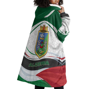 Algeria Wearable Blanket Hoodie with National Flag and Coat of Arms Crest Design