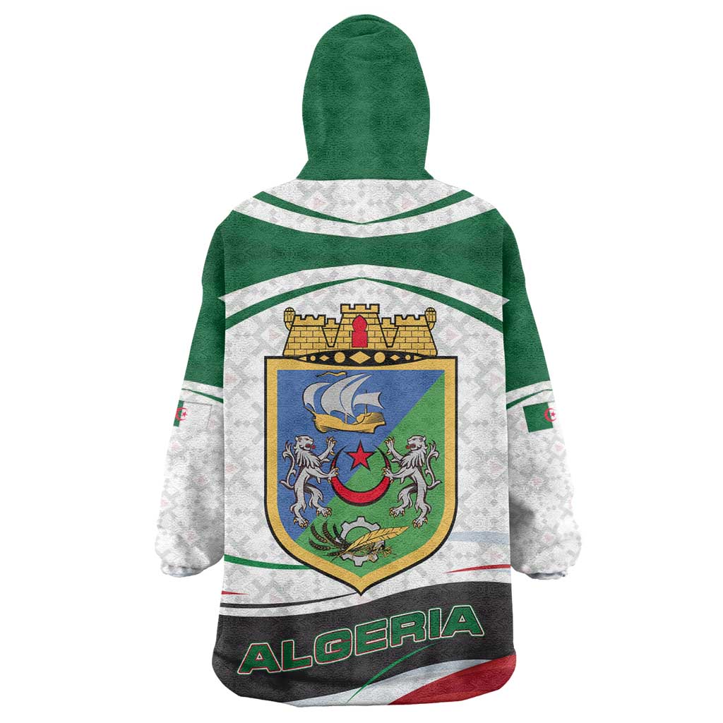 Algeria Wearable Blanket Hoodie with National Flag and Coat of Arms Crest Design