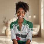Algeria Women Casual Shirt with National Flag and Coat of Arms Crest Design