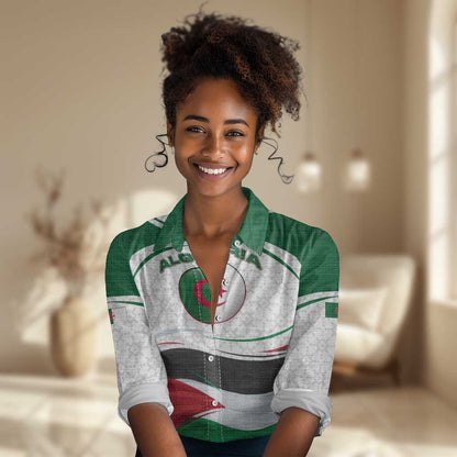 Algeria Women Casual Shirt with National Flag and Coat of Arms Crest Design