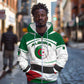 Algeria Zip Hoodie with National Flag and Coat of Arms Crest Design