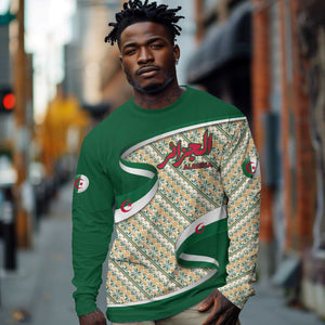 Algeria Long Sleeve Shirt with Arabic Calligraphy and Traditional Pattern Design