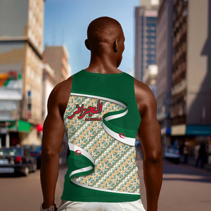 Algeria Men Tank Top with Arabic Calligraphy and Traditional Pattern Design