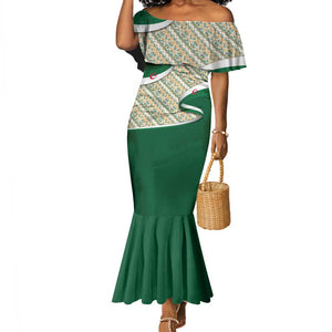 Algeria Mermaid Dress with Arabic Calligraphy and Traditional Pattern Design