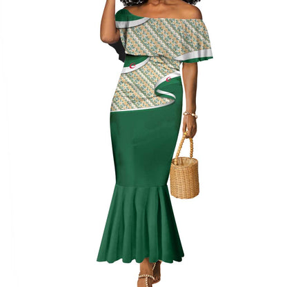 Algeria Mermaid Dress with Arabic Calligraphy and Traditional Pattern Design