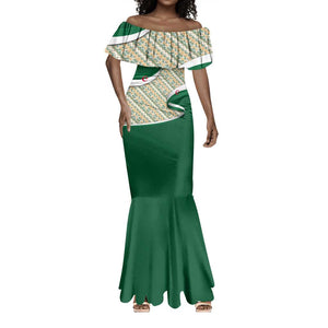 Algeria Mermaid Dress with Arabic Calligraphy and Traditional Pattern Design