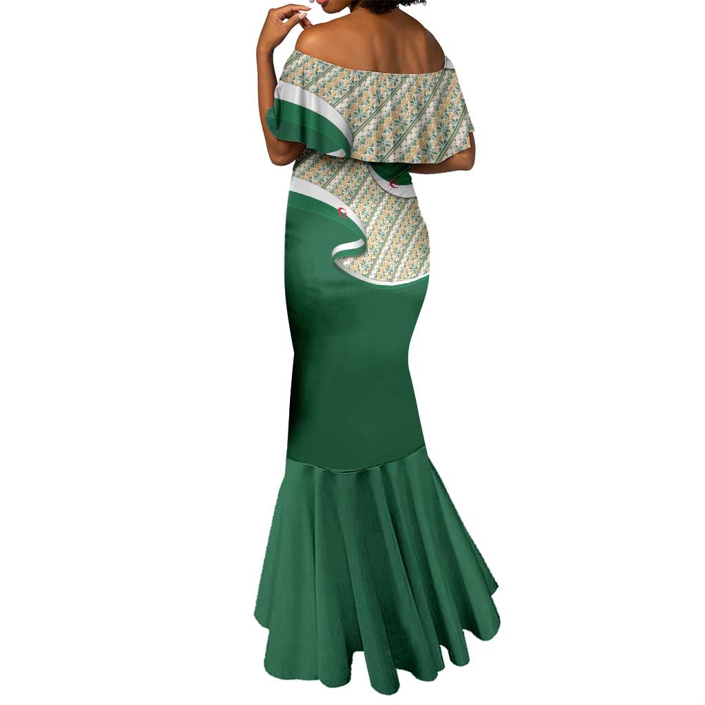 Algeria Mermaid Dress with Arabic Calligraphy and Traditional Pattern Design