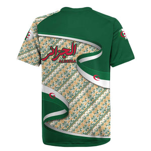 Algeria Rugby Jersey with Arabic Calligraphy and Traditional Pattern Design