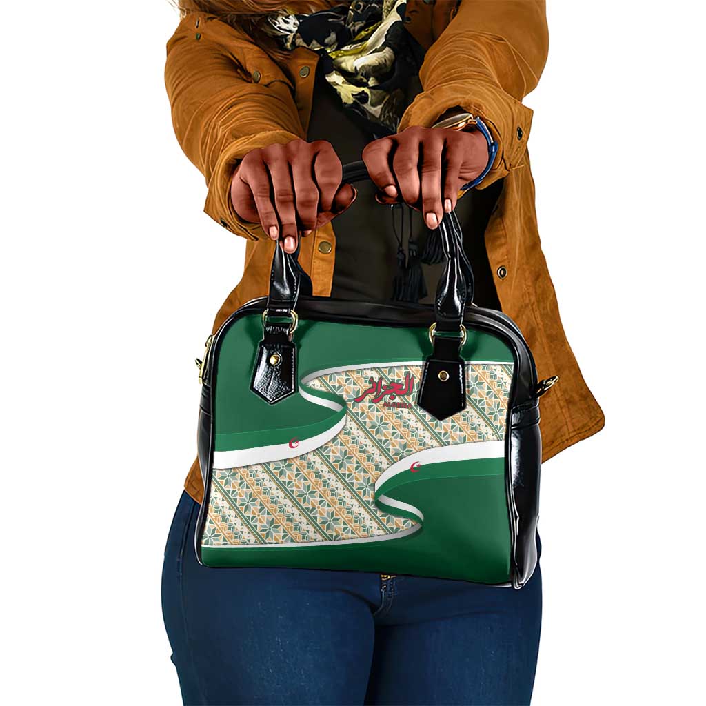 Algeria Shoulder Handbag with Arabic Calligraphy and Traditional Pattern Design