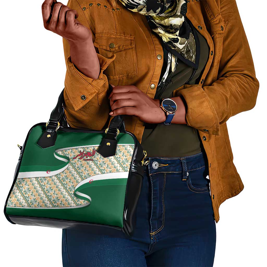 Algeria Shoulder Handbag with Arabic Calligraphy and Traditional Pattern Design