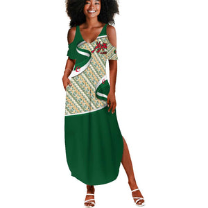 Algeria Summer Maxi Dress with Arabic Calligraphy and Traditional Pattern Design