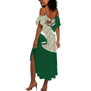 Algeria Summer Maxi Dress with Arabic Calligraphy and Traditional Pattern Design