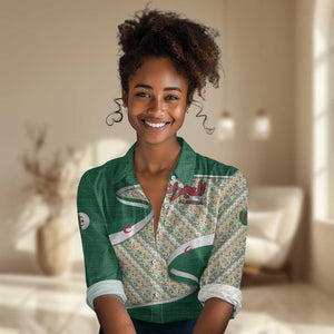 Algeria Women Casual Shirt with Arabic Calligraphy and Traditional Pattern Design
