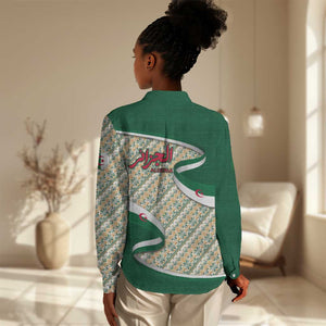 Algeria Women Casual Shirt with Arabic Calligraphy and Traditional Pattern Design
