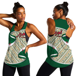 Algeria Women Racerback Tank with Arabic Calligraphy and Traditional Pattern Design