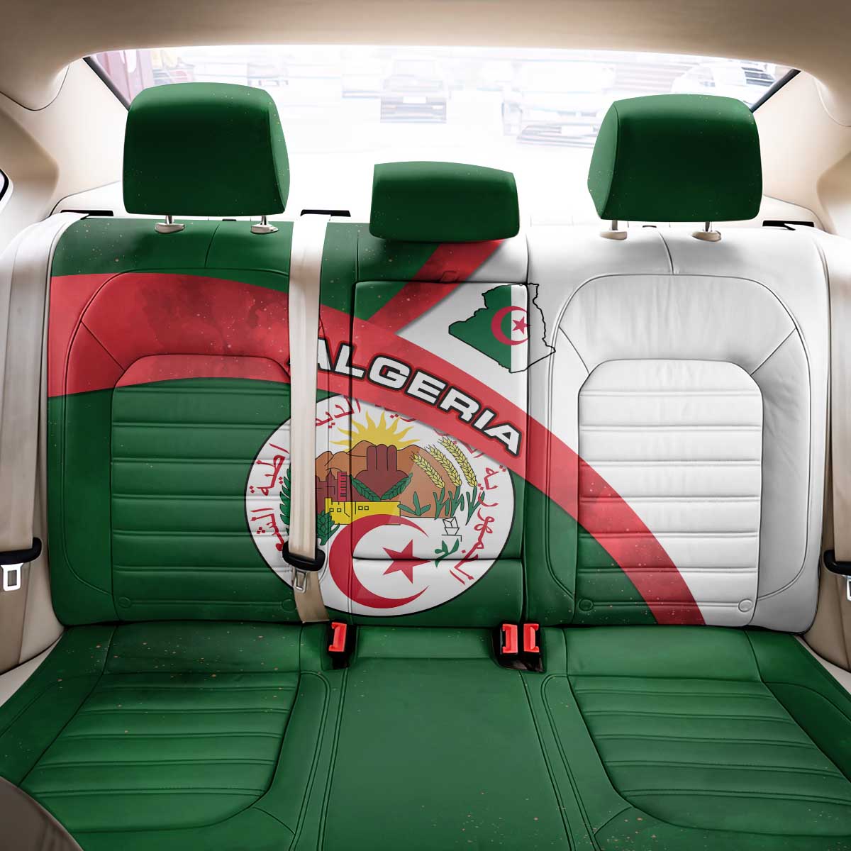 Algeria Back Car Seat Cover with National Emblem and Map Design