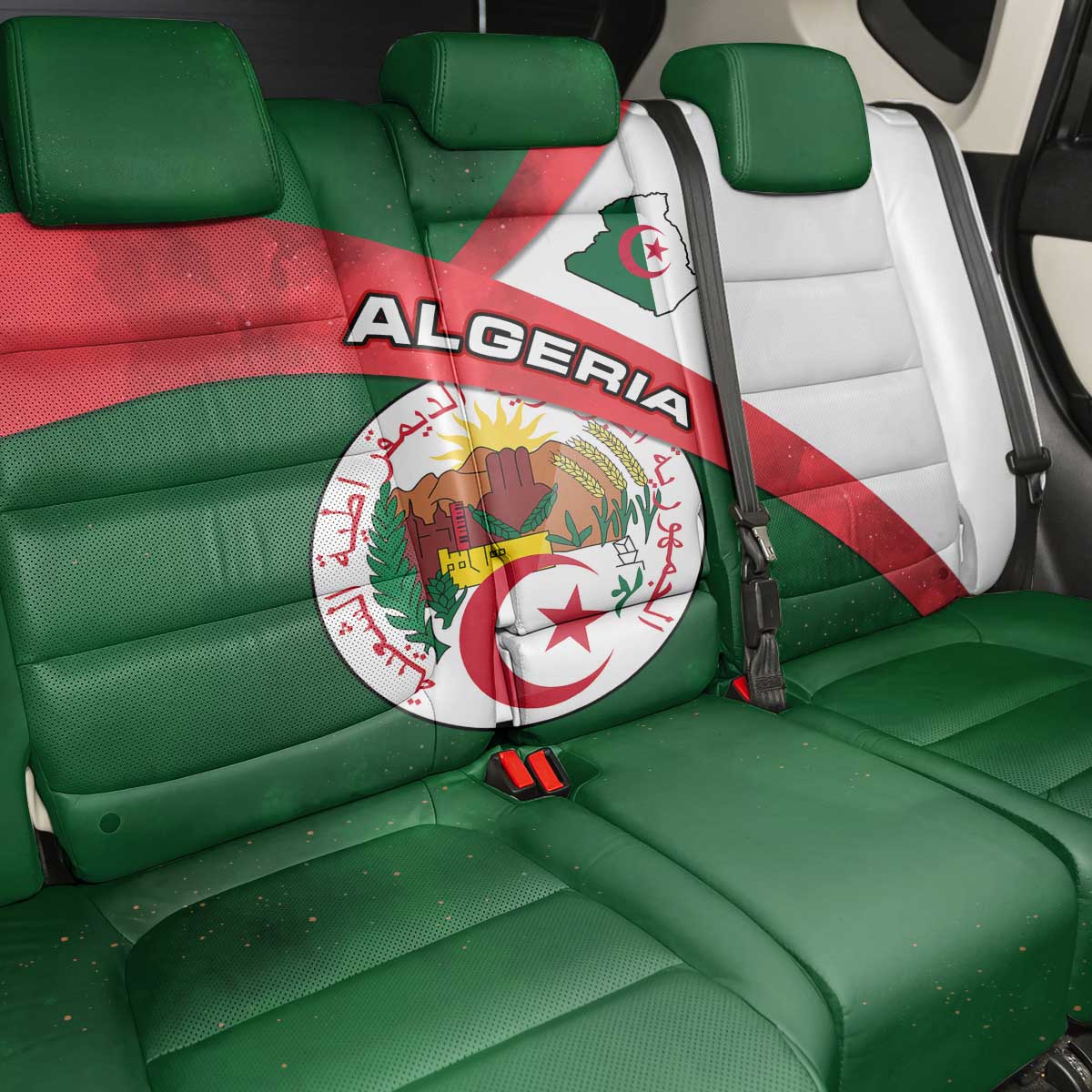 Algeria Back Car Seat Cover with National Emblem and Map Design