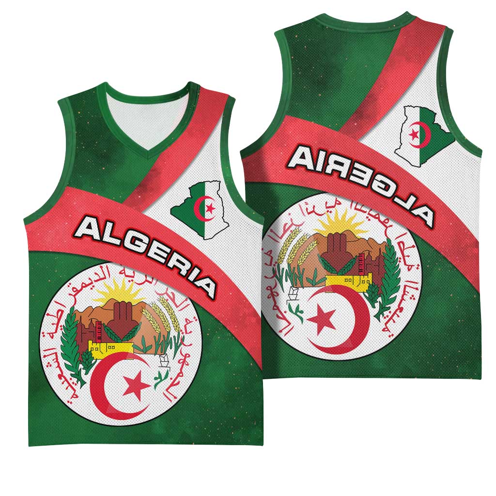 Algeria Basketball Jersey with National Emblem and Map Design - African Pride