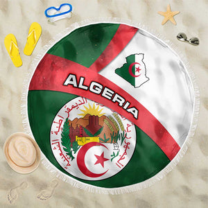 Algeria Beach Blanket with National Emblem and Map Design