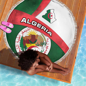 Algeria Beach Blanket with National Emblem and Map Design